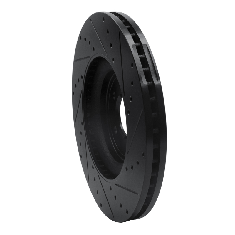 Jaguar F-Type Brake Rotor (1) - Front Left - R1 Concepts - Drilled & Slotted - Black - `06-`21